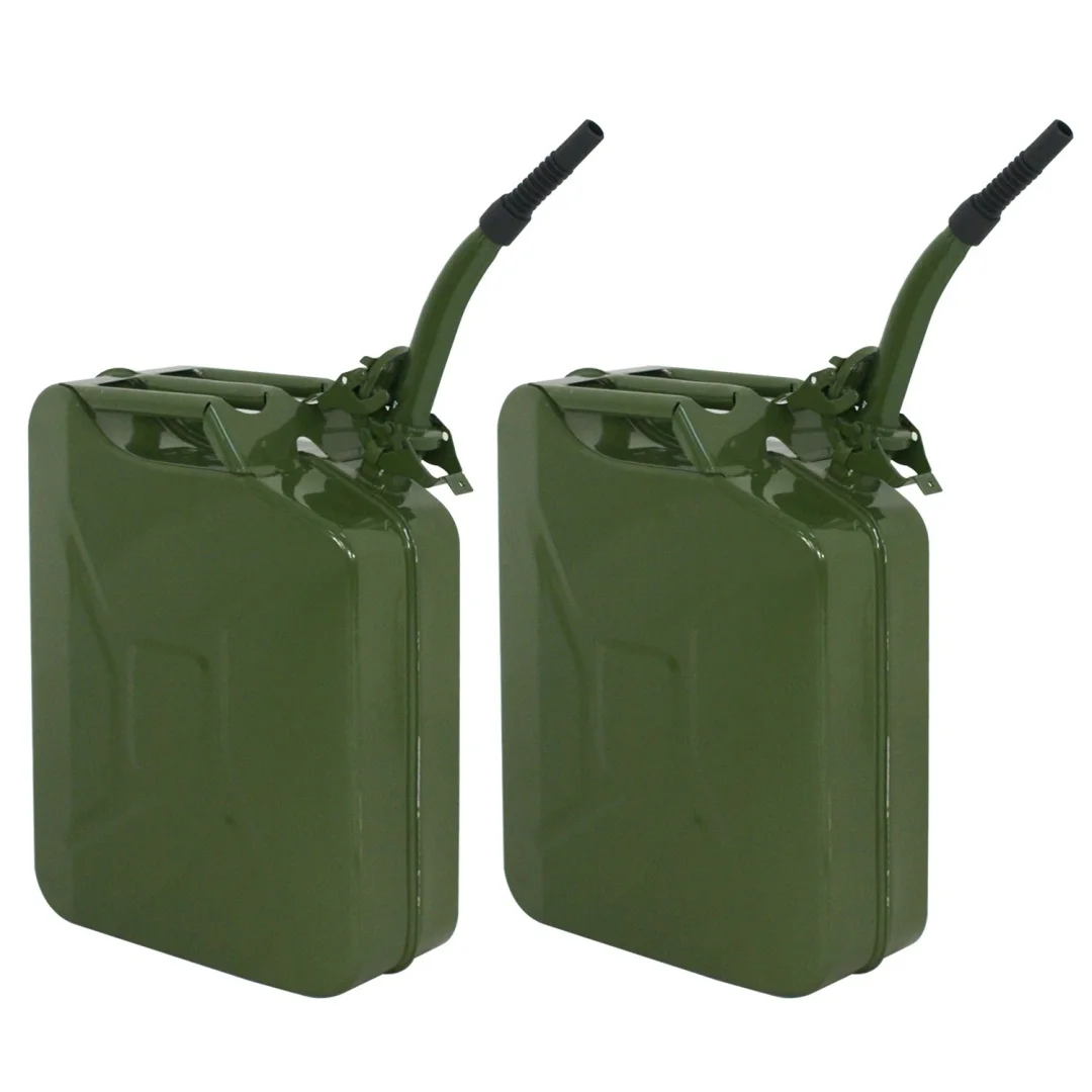 5Gallon 20L 2PCS Jerry Can Metal Steel Tank Military Style Storage Gas Can Green