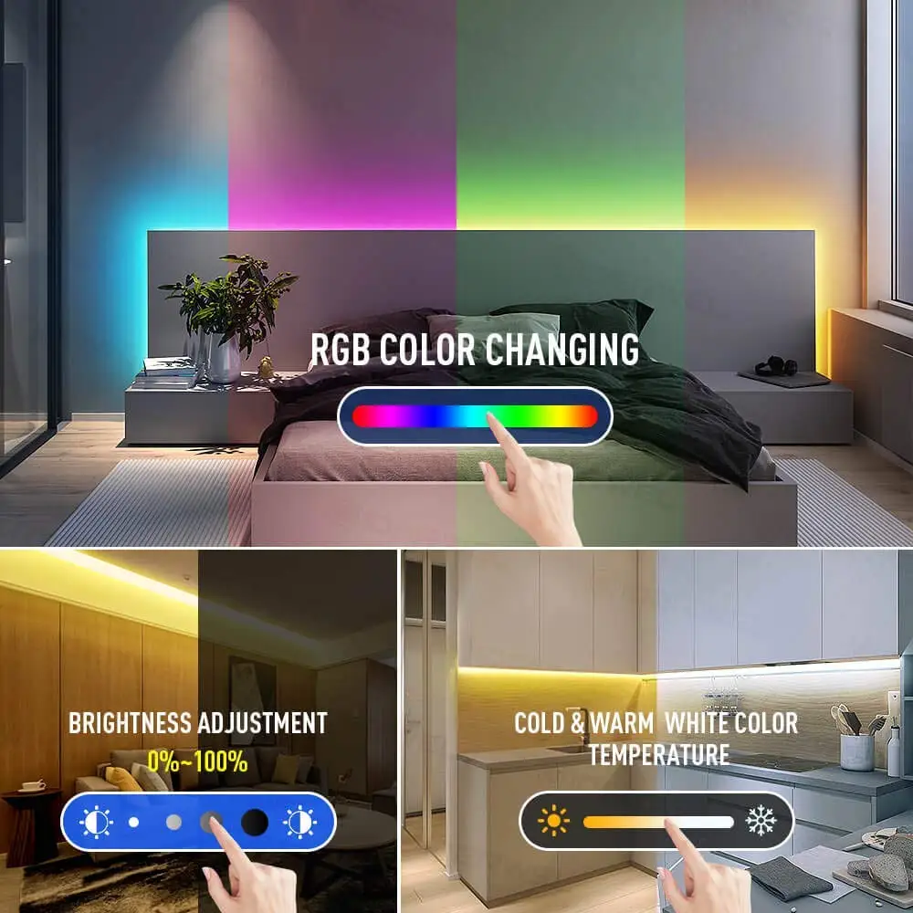 DC12V Tuya Wifi LED Light Strip +24Key Remote Control 5050 RGB+CCT RGBCW Temperature Adjustable 5M/roll for Echo Google Home