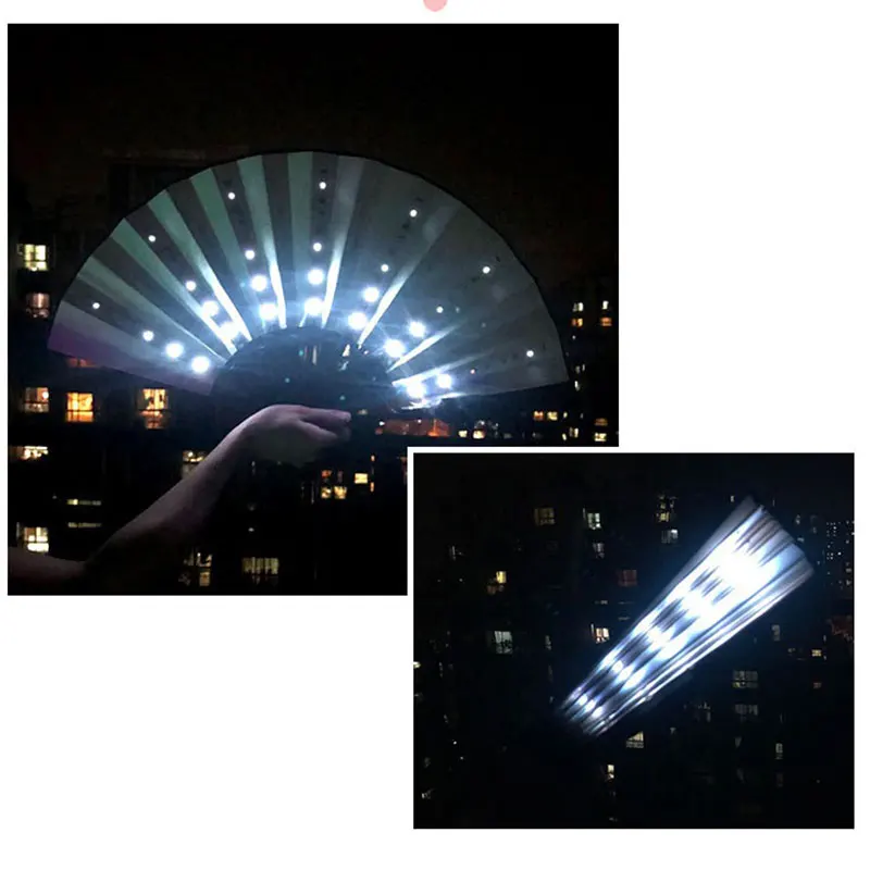 Party LED Glowing Fan Luminous Folding Fan Colorful Party/Dance LED Paper Fan Stage Performance DJ Show Light Up Fan Wedding