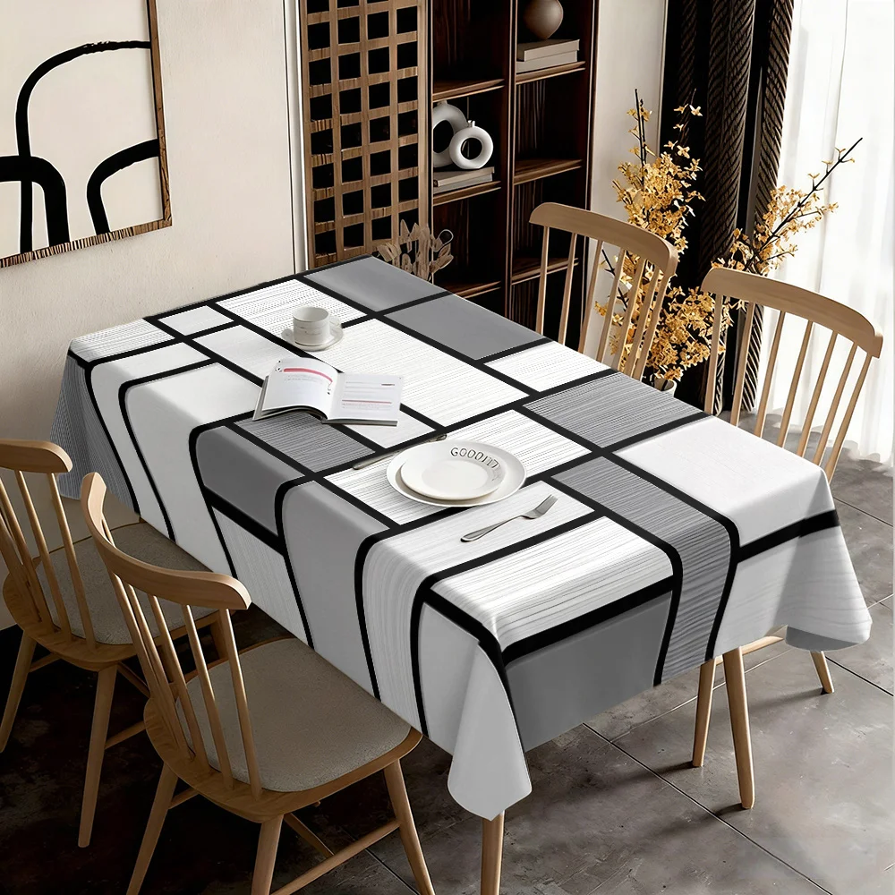 【jit】 1PC rectangular tablecloth/cover, large size, 2D flat printing, modern and minimalist stylezyc