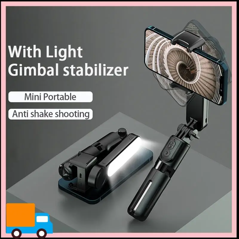

Handheld Gimbal Stabilizer Bluetooth Selfie Stick Holder Adjustable Fill Light Selfie Stand For Smartphone Durable White