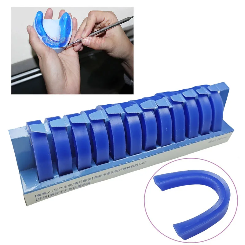 12pcs/Box Dental U Shape Base Wax Dentistry Occlusal Waxes Soft& Hard Rim Denture Casting Bite Block Full Denture Materials