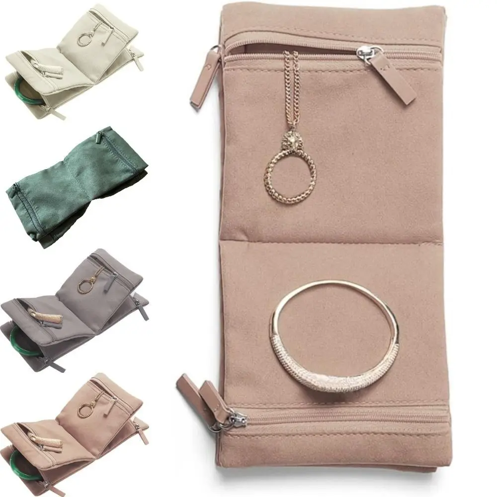 Foldable Jewelry Organizer Zipper High Capacity Necklace Organizer Multiple Compartments Aesthetic Earrings Container