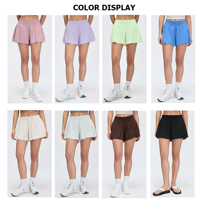 Damen Outdoor-Laufshorts Sommer High-Waist Yoga-Shorts 2-in-1 Gym-Shorts Sportbekleidung Schnelltrocknende Trainingskleidung für Frauen – Detail 2