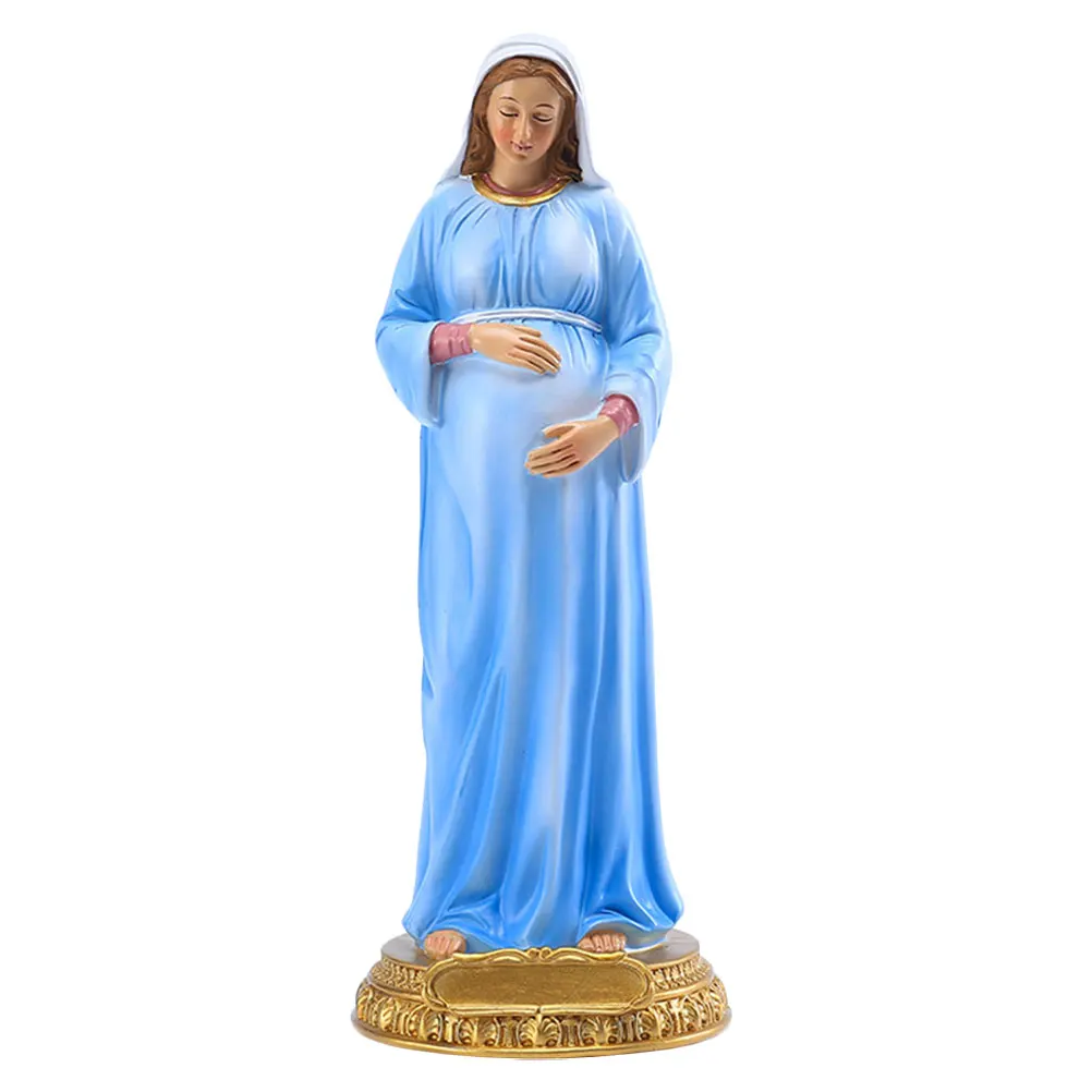 

Resin Virgin Statue Decor Church Desktop Adornment Catholicism Craft Elegant Mini Model Collection Bless Peace Creative