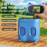 Microscope and Telescope 2 In 1 Children's Optical Educational Toys 2MP HD Camera Kids Microscope 1000x Halloween Christmas Gift