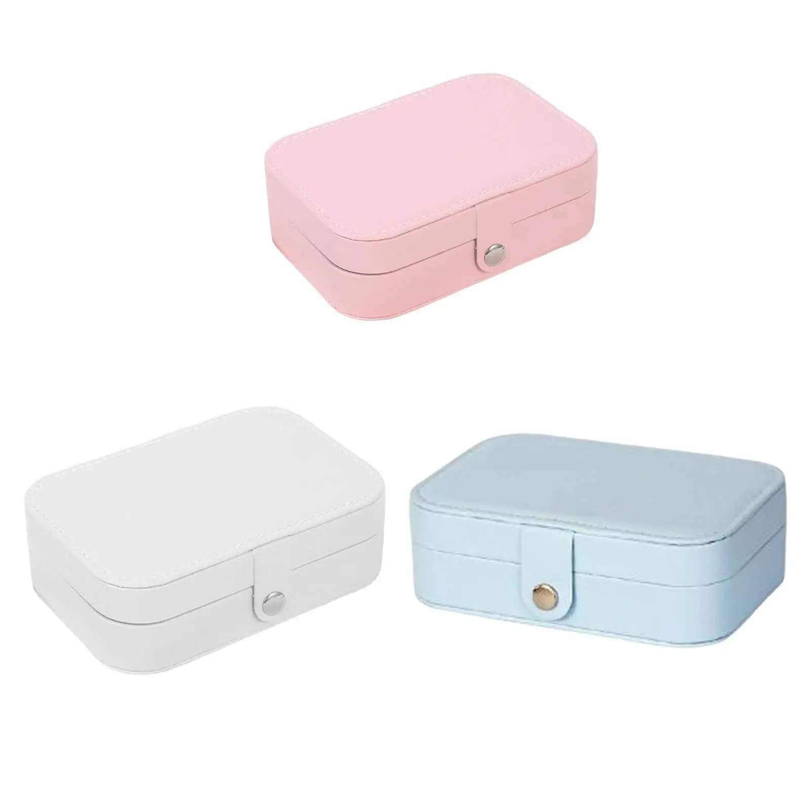 Portable Jewelry Box with Hanging Hooks Multi Compartments PU Leather Holder