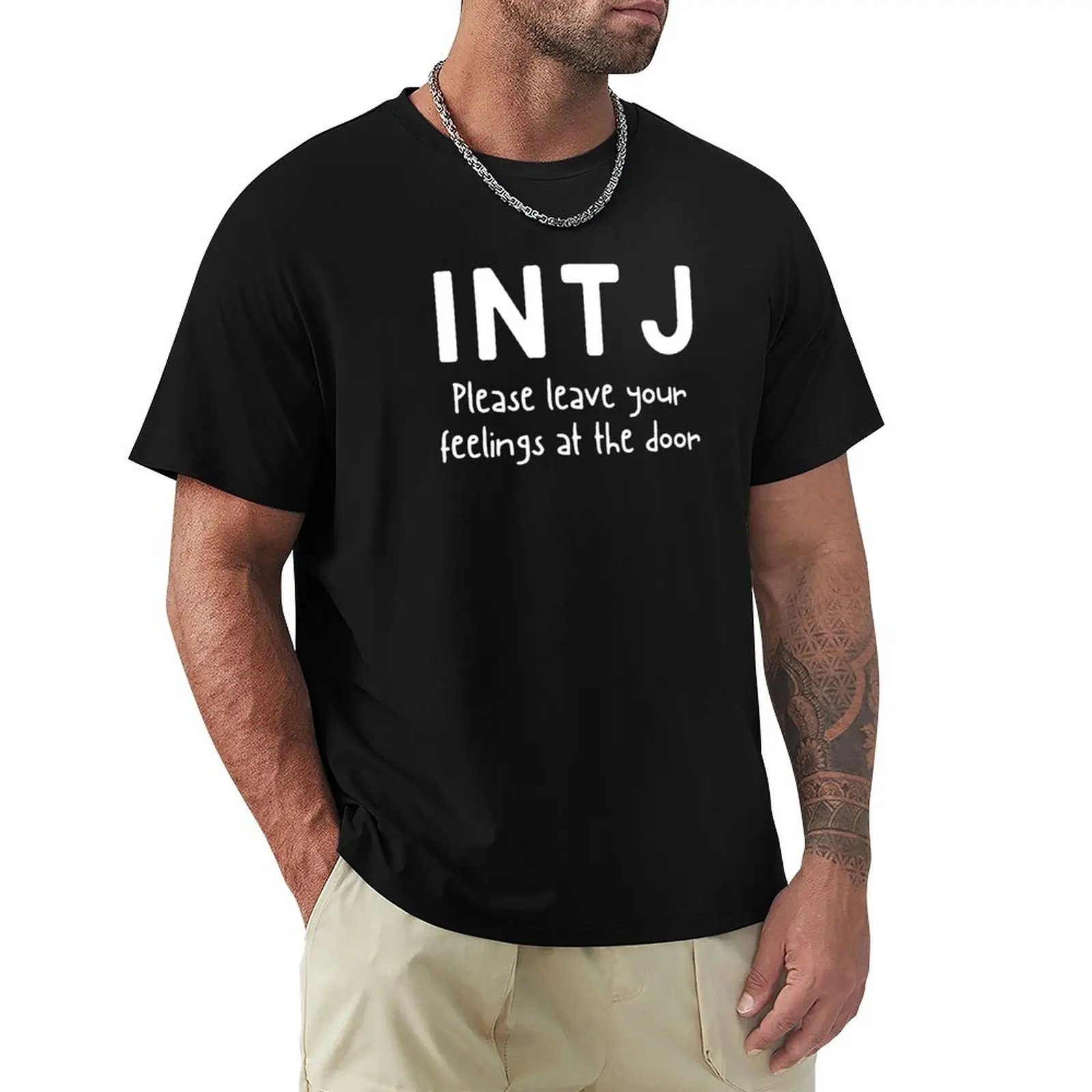 

INTJ - Please Leave Your Feelings At The Door (MBTI Myers Briggs) T-Shirt T-shirts man rapper graphic tees shirts men