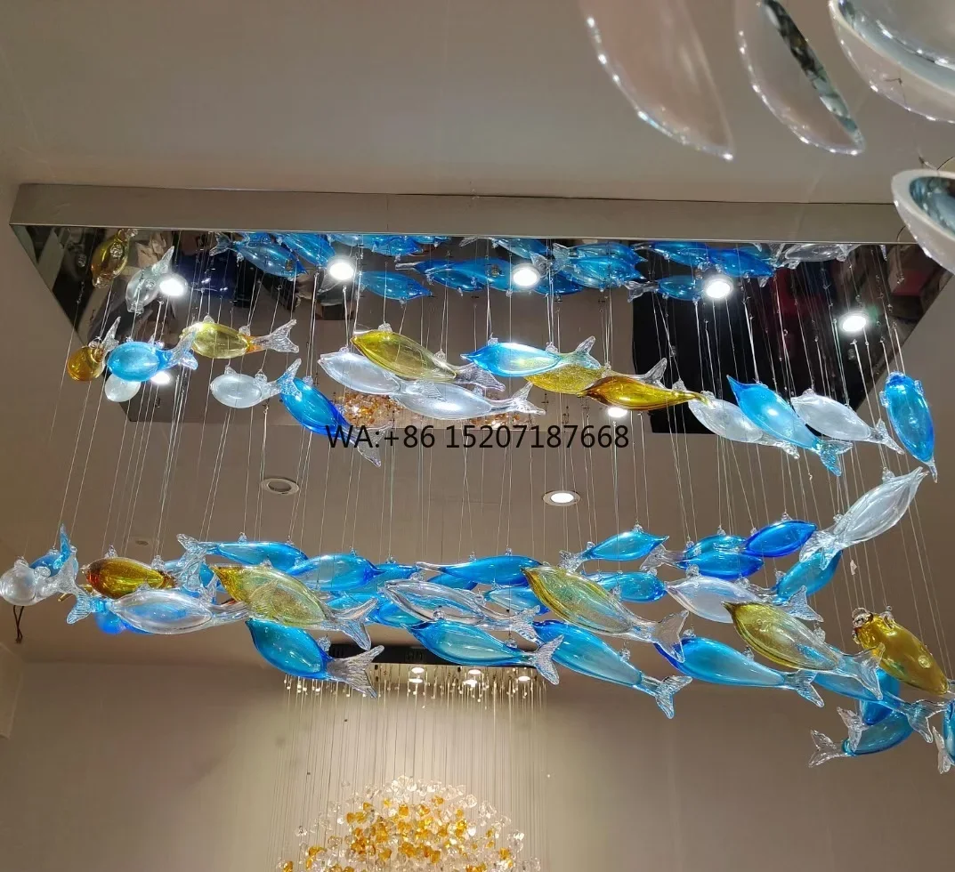 Custom Contemporary Stained Fish Glass s Large Modern   for Hotel Lobby Mall & Loft