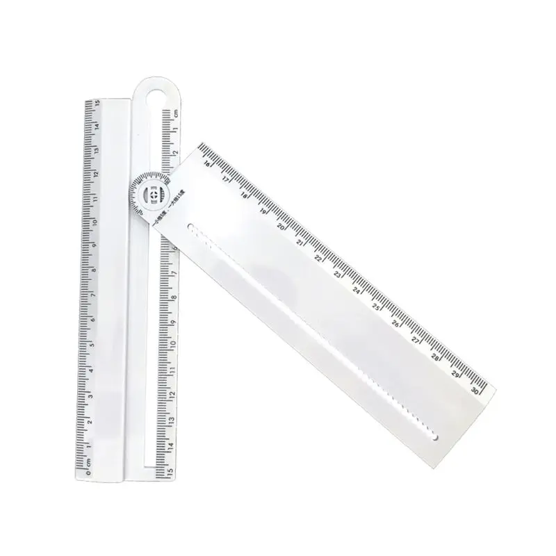 1pcs Simple Style 30cm Transparent Rectangle Ruler Protractor Student Stationery Drawing Tool Supplies