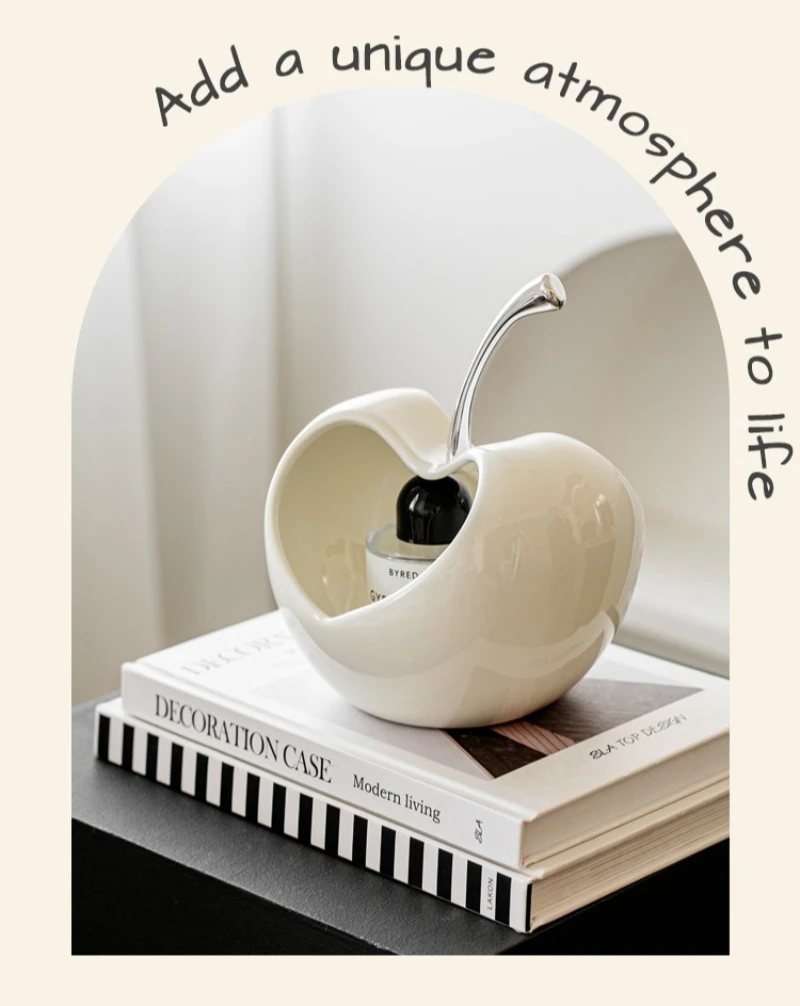 Light Luxury High-end Fruit Basket, Heart-shaped Apple Shelf, Living Room Household High-value Appearance Ceramic Decorations