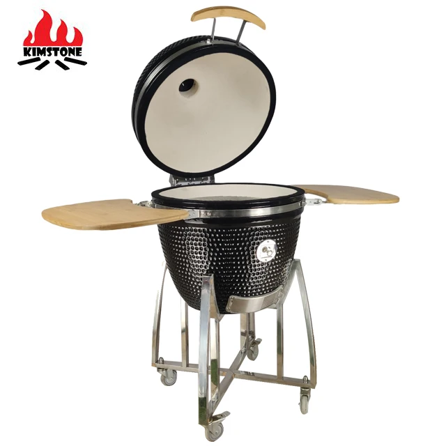 KIMSTONE KimPu Series 23.5-Inch Ceramic KAMADO BBQ Smoker with Chip Feeder Porcelain Enamel Finish Camping & Outdoor Use
