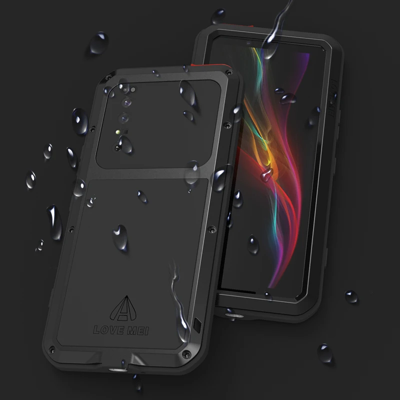 Love Mei Phone Cases for Sony Xperia 1 5 10 II Military Grade Metal Protective Case Silicone Shockproof Dustproof Cover