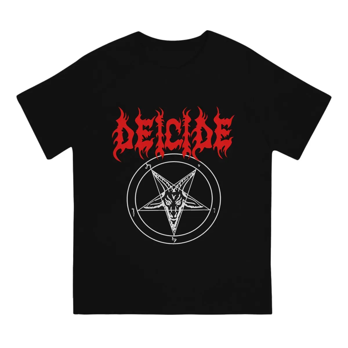 Men Pentagram Death Metal T Shirt Deicide Tops Unique Short Sleeve Crewneck Tees Graphic Printed T-Shirts