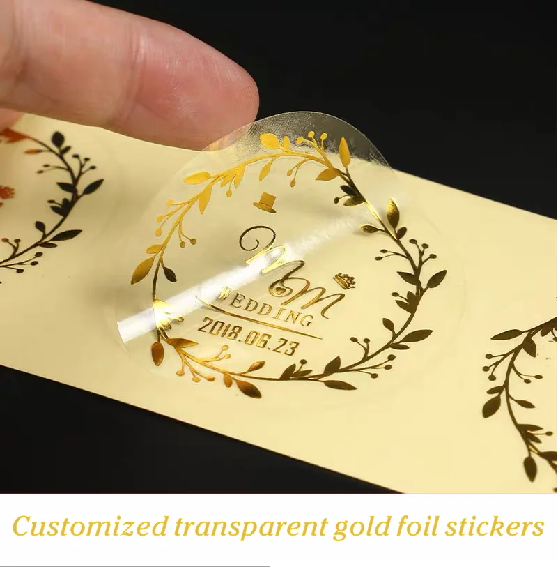 Rose gold gold stickers, customized business logo, wedding custom labels, gold packaging, circular transparent labels