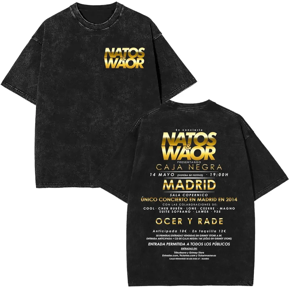 

Washed Vintage Rapper NATOS WAOR Tour 2025 T Shirts Men Women Fashion Hip Hop Short Sleeve T-shirts Cotton Oversized Tee Shirt