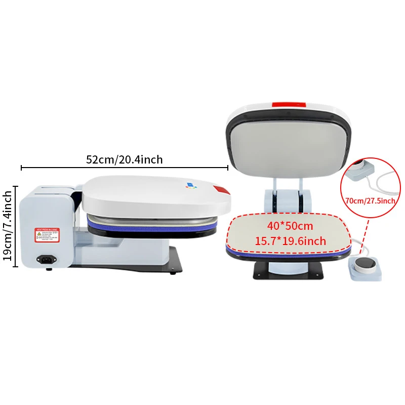 40x50 cm Heat Transfer Press with Automatic Peel-Off and Fast, Even Heating—Ideal for DIY T-Shirt Heat Transfer