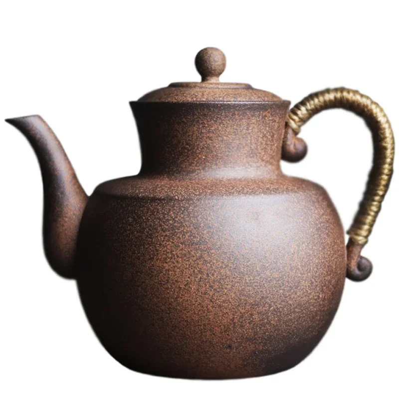 Retro coarse pottery old rock mud Song holding boiling teapot Chinese zen surrounding furnace charcoal electric ceramic stove is