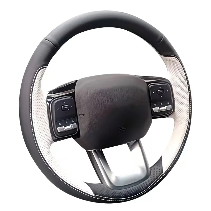 

For HAVAL 2th Dargo Hand Sewn Needle Thread Car Steering Wheel Cover Circular Type Car Accessories Genuine Leather Anti Slip