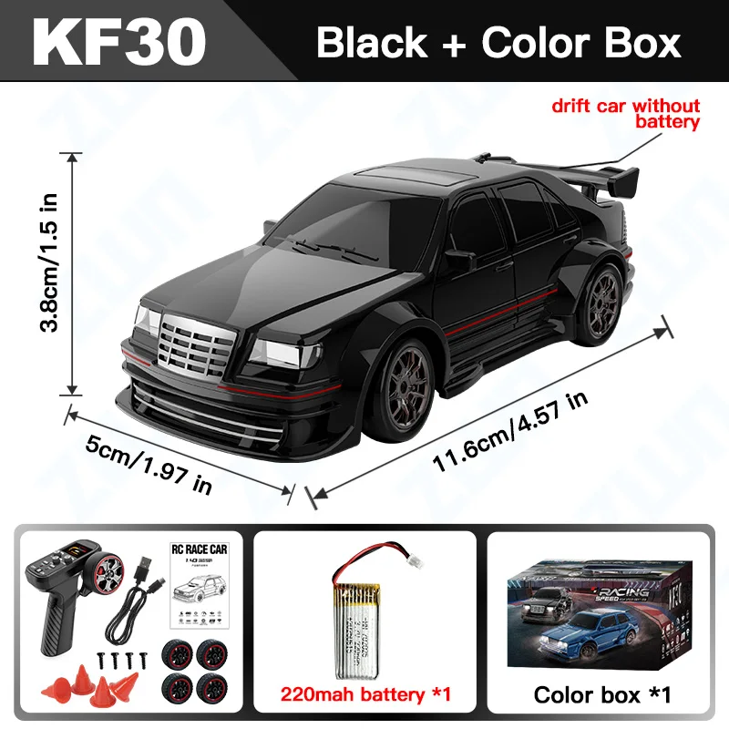 ZWN KF30 1:43 4WD Drift Racing RC Auto Met Gyroscoop Snelheid Echte Verlichting en Demping Hoge Snelheid Afstandsbediening Auto's voor Kinderen Speelgoed