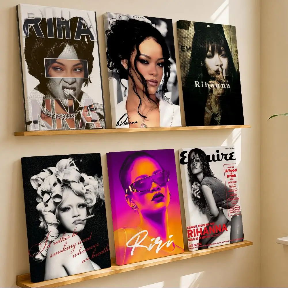 R&B Pop Singer R-Rihanna Framed Wall Painting Canvas Art Poster with Solid Wood Frame for Living Room Home Decor
