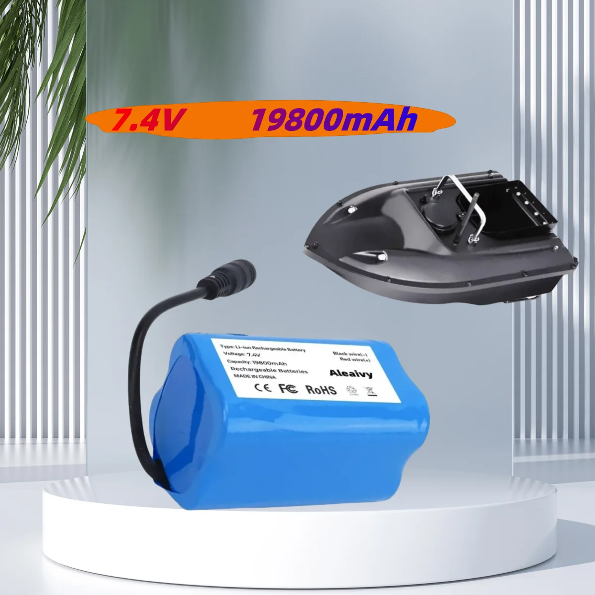 

7.4V 19800mAh Li-ion Battery for Fishing Bait Boat - T1882011-5 T888 V007 H18 C18,Remote Control Accessory,High Capacity,Durable