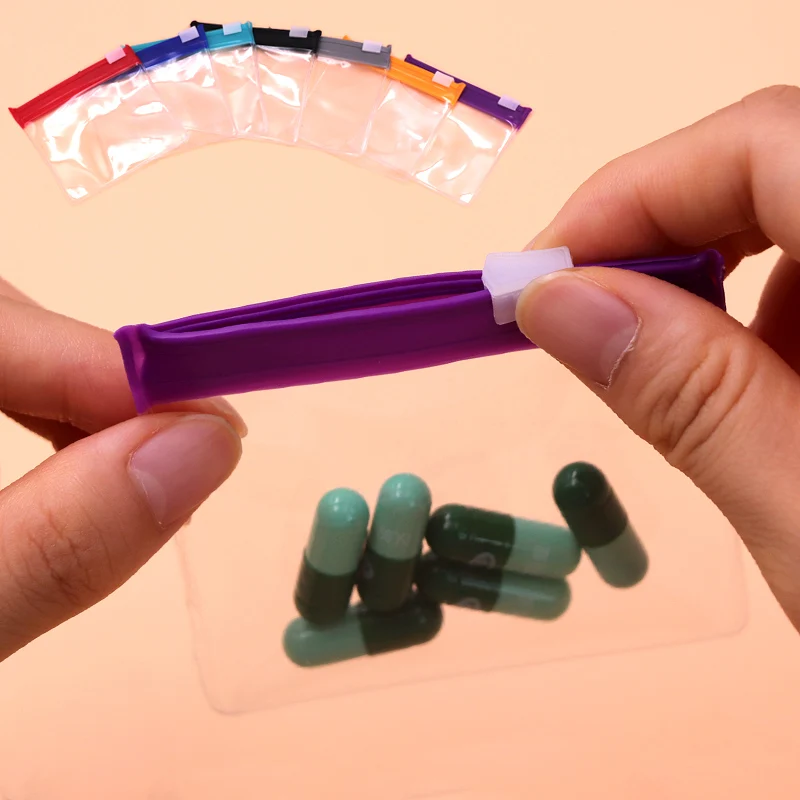 7-Pack Reusable EVA Pill Pouches, Waterproof Travel Medicine Storage Bags, Self-Sealing Zipper, 7 Colors