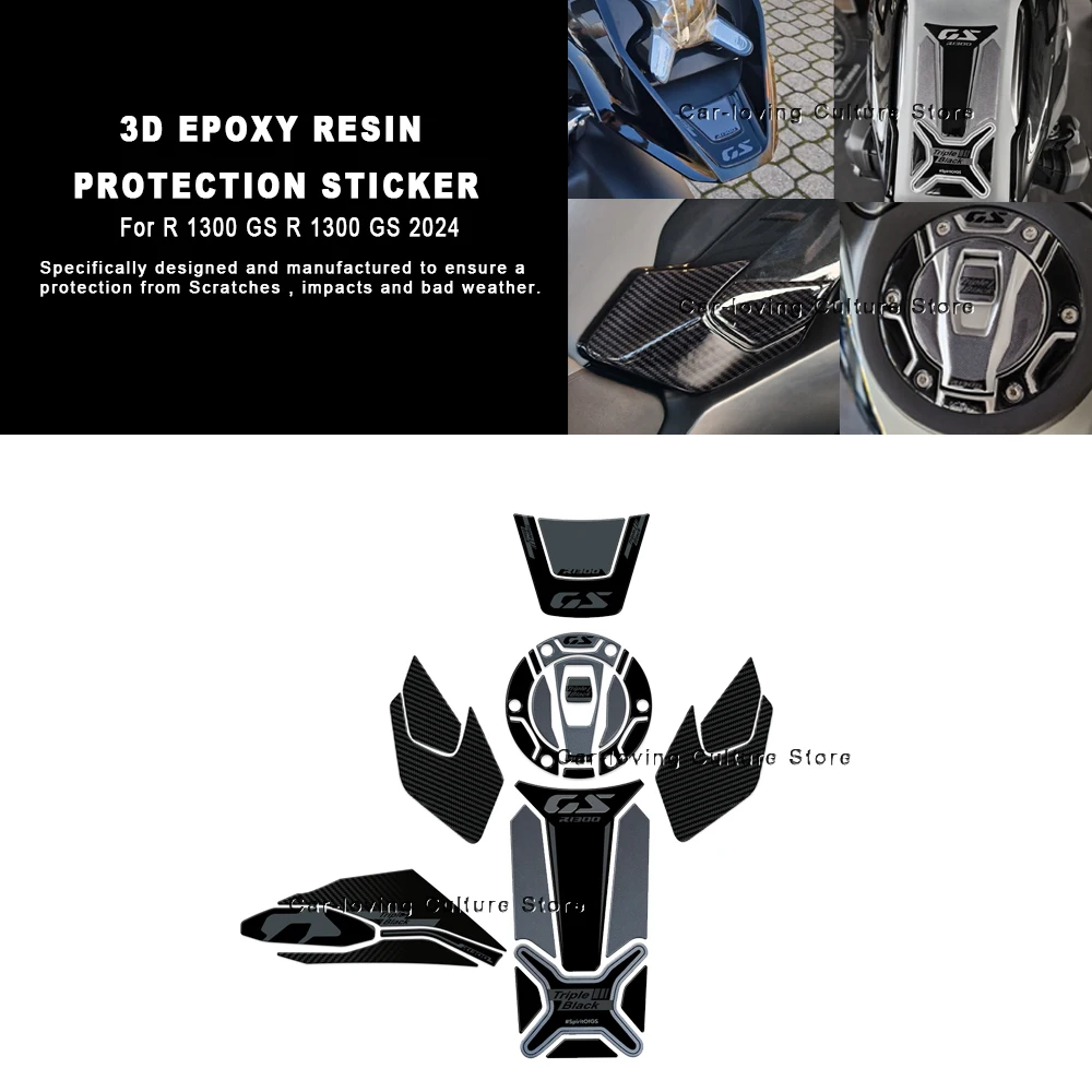 

For BMW R 1300 GS Triple Black 2023 2024 Motorcycle Accessories Gasoline Cap Sticker 3D Epoxy Resin Fuel Tank Protection Sticker