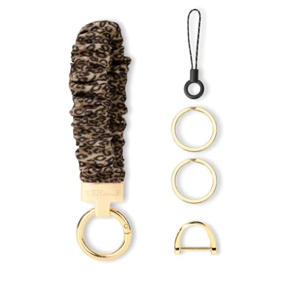 

Keychain Wristlet Stretchy Key Chain for Car Keys with D ring Cute Scrunchie Wrist Bracelet for Women Men