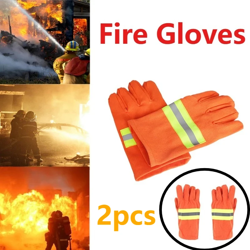

2 Pairs Fire Gloves Outdoor Work Gloves Thicken Wear Resistant Gloves for Fire Safety Activities Forest Firefighting Training