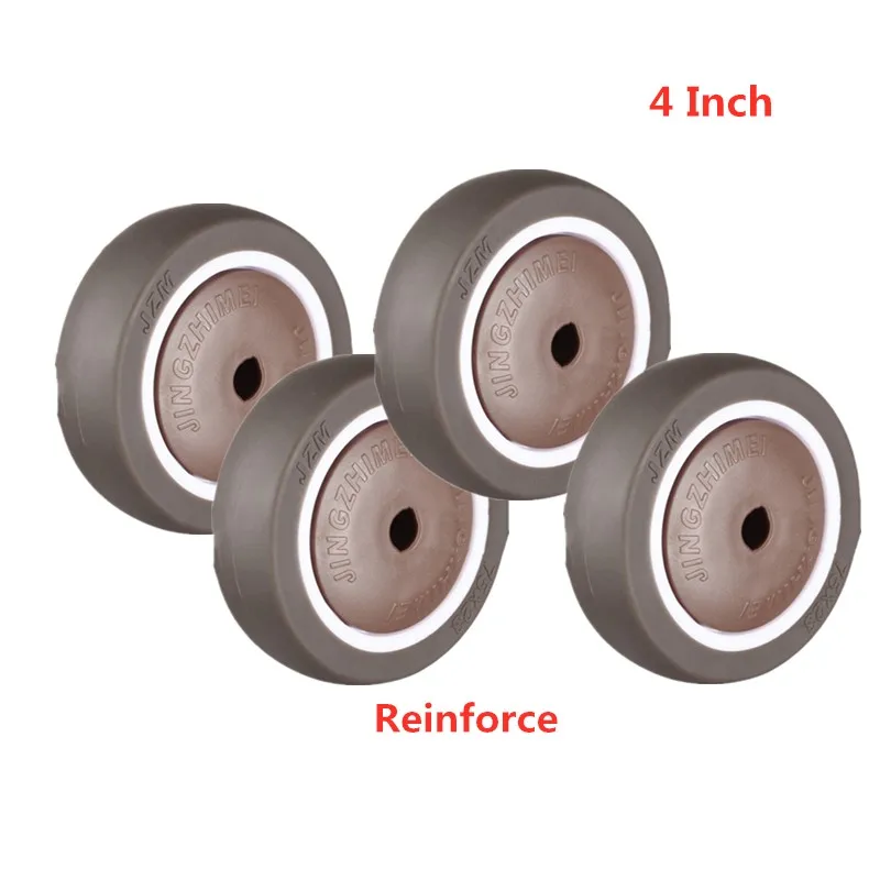 

(4 Packs) 4 Inch Brown Reinforce Single Caster TPE Rubber Wheel Wear-Resistant Silent Universal Accessories Pulley