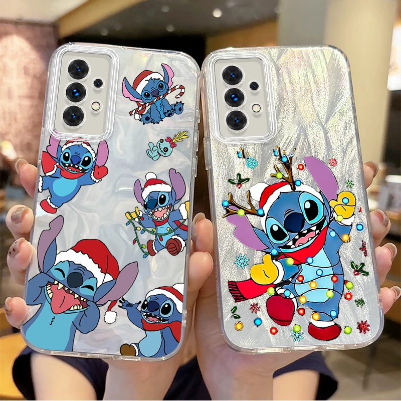 

Cute Disney Stitch Christmas Phone Case for Samsung Galaxy S25 S24 S23 S22 S21 Plus Ultra A73 A72 A71 A55 A54 A53 Non-Slip Cover