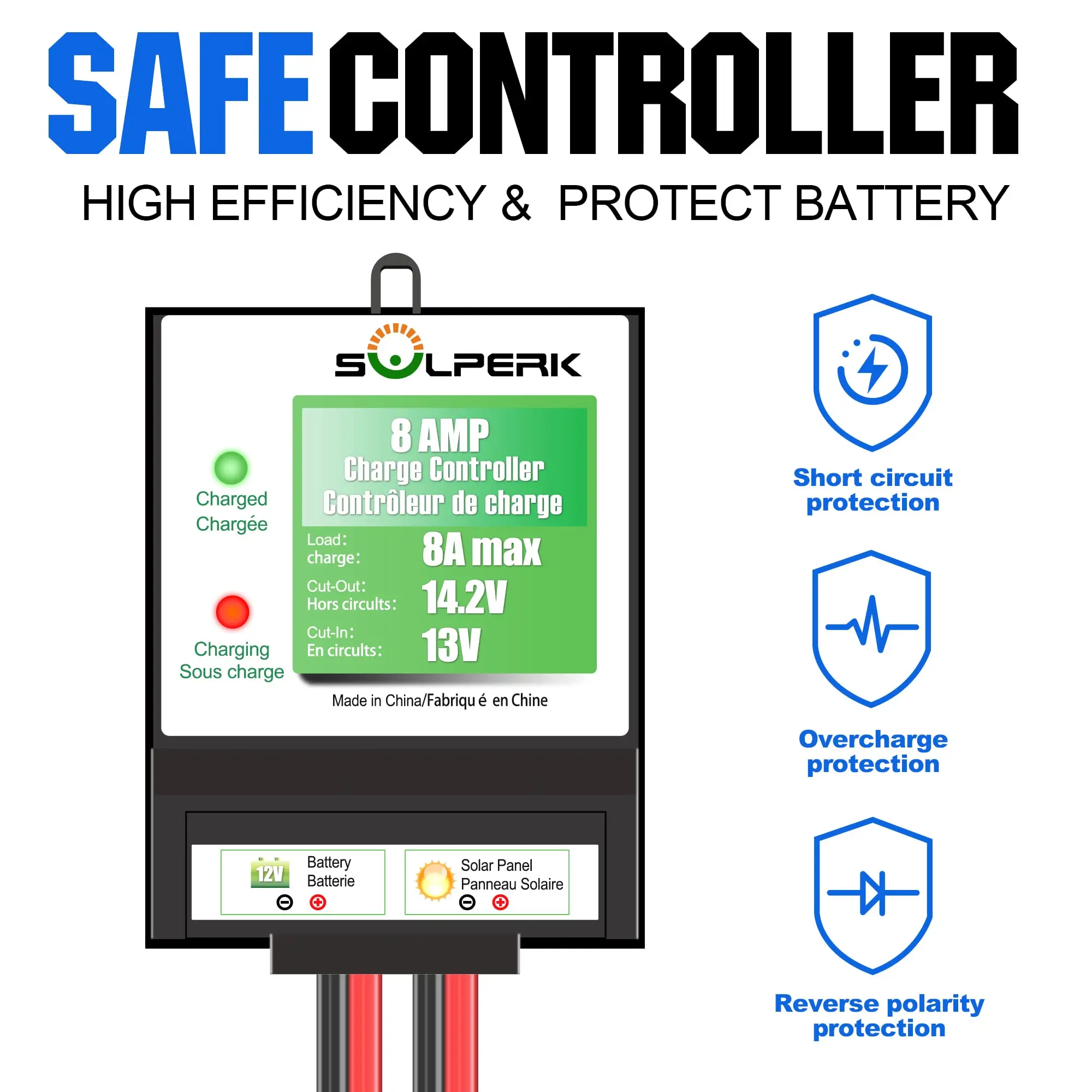 20W Solarpanel 12V Solarpanel Ladegerät Kit8A Controller Geeignet Motorrad Boot ATV Marine RV Anhänger Verschiedene 12V Batterien