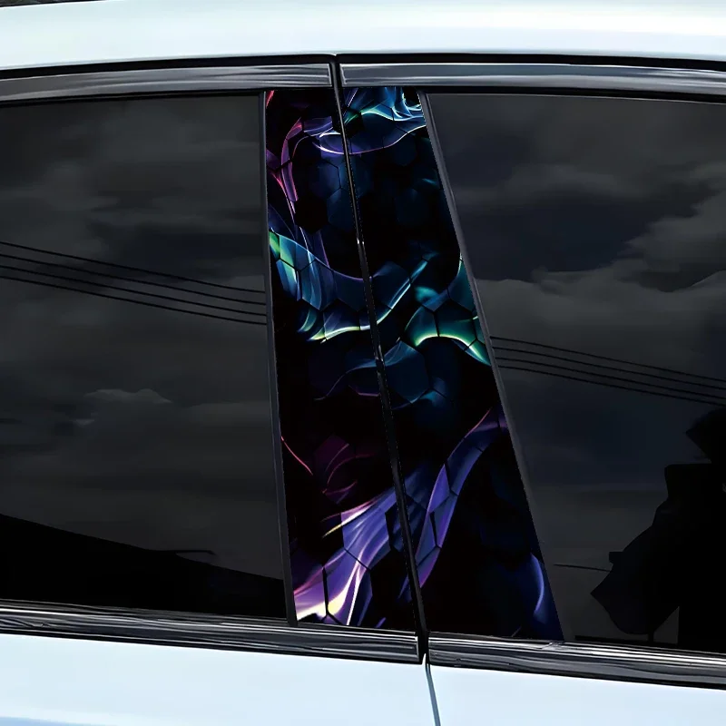 

3D Honeycomb Car Decal B-Pillar Waterproof DIY Car Door Post Decal Covered With Scratch