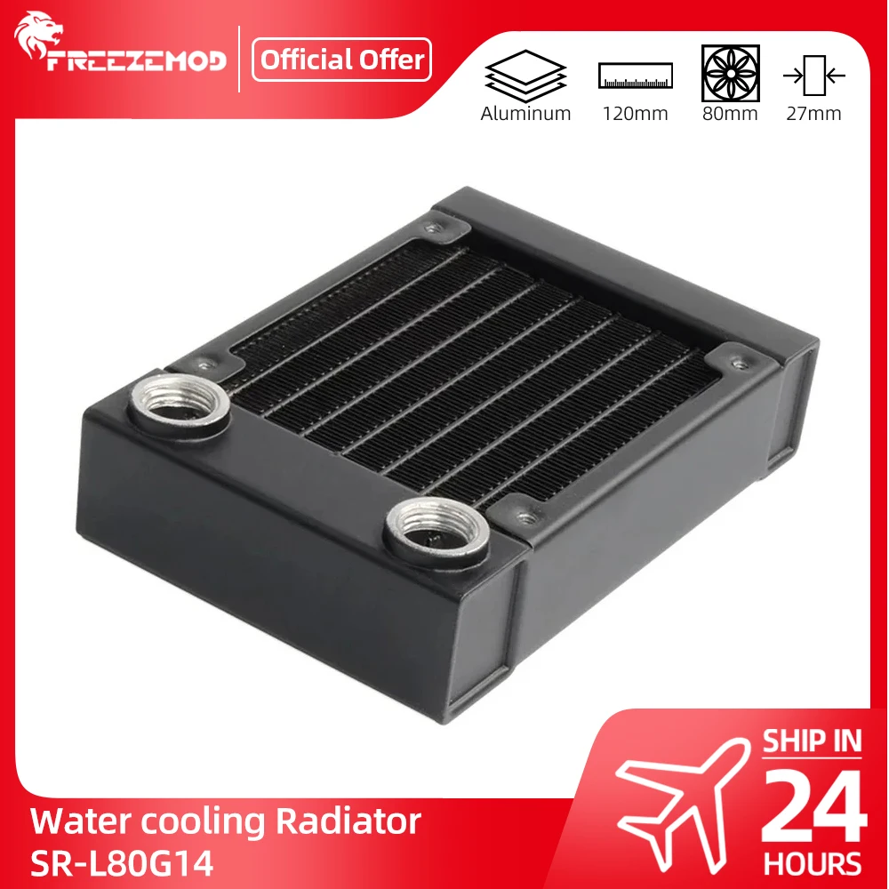 FREEZEMOD 80mm Water Cooling Radiator Aluminum Radiator for 80mm Fan Drain Drone Projector 3D Printing SR-L80G14