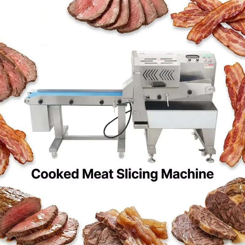 Stainless Steel Cooked Meat Cutter Machine 1mm Cut Adjustable Thickness High Efficiency Meat Slicer