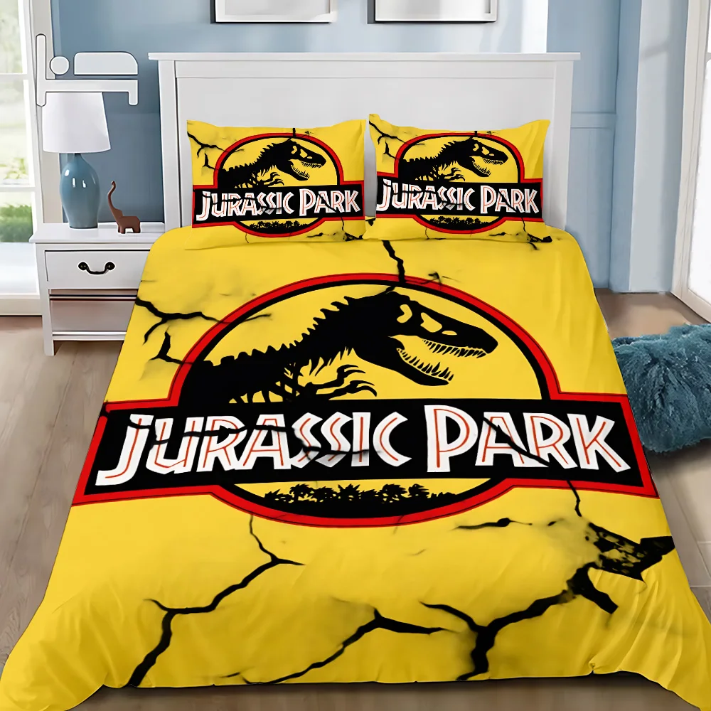 Duvet Cover Pillowcase Bedding Set Jurassic Dinosaur Park World Adult Boy Girl Bedroom Decoration Children Gift Single Double