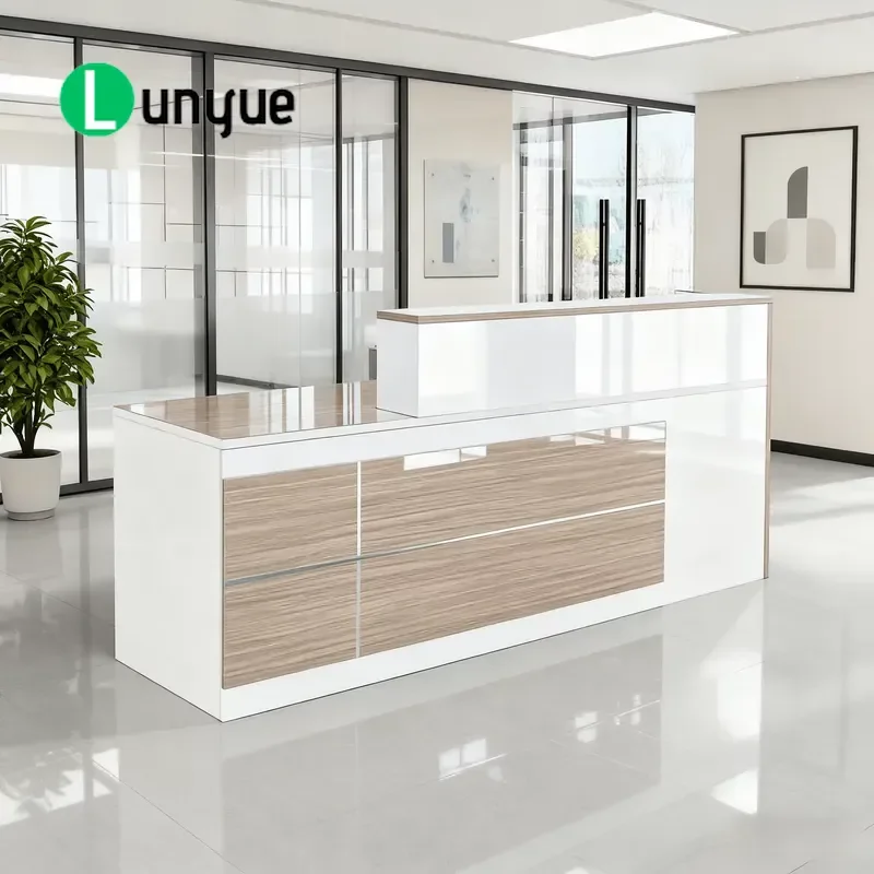 Modern Durable Solid Wood Luxury Office Reception Desk Executive Front Desk for Commercial Spaces