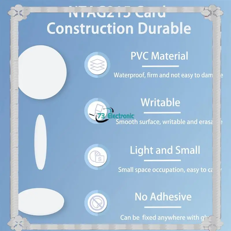 24-Hour Delivery NFC Tags 50PCS NTAG215 NFC Cards Stickers 215 Chip Adhesive Back For Tagmo NFC Enabled Devices