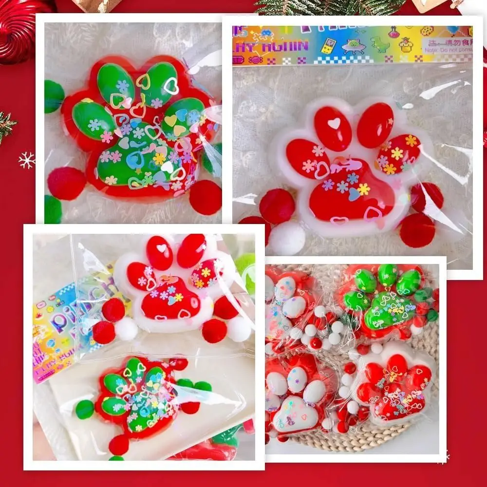 Tpr natal gato pata squeeze brinquedo pegajoso lento rebote beliscar gato pata brinquedo alívio do estresse artesanal brinquedo de descompressão