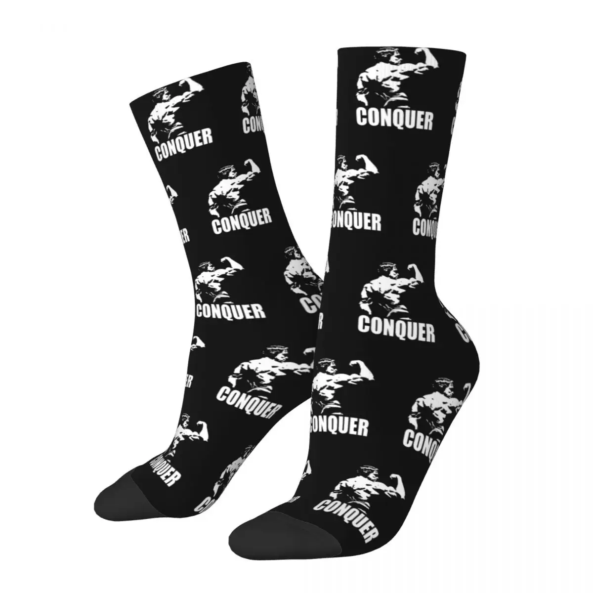 Winter Warm Retro Unisex Conquer Arnold Schwarzenegger Socks Sweat Absorbing Soccer Socks