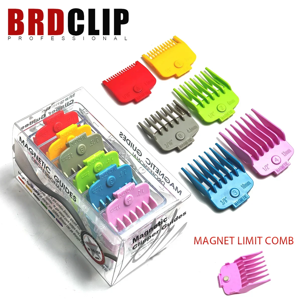 BRDCLIP 6 MagnetsUniversal Limit Comb Men's Clippers Accessories Hair Clipper Positioning Comb Hairdressing Tools Tooth Comb