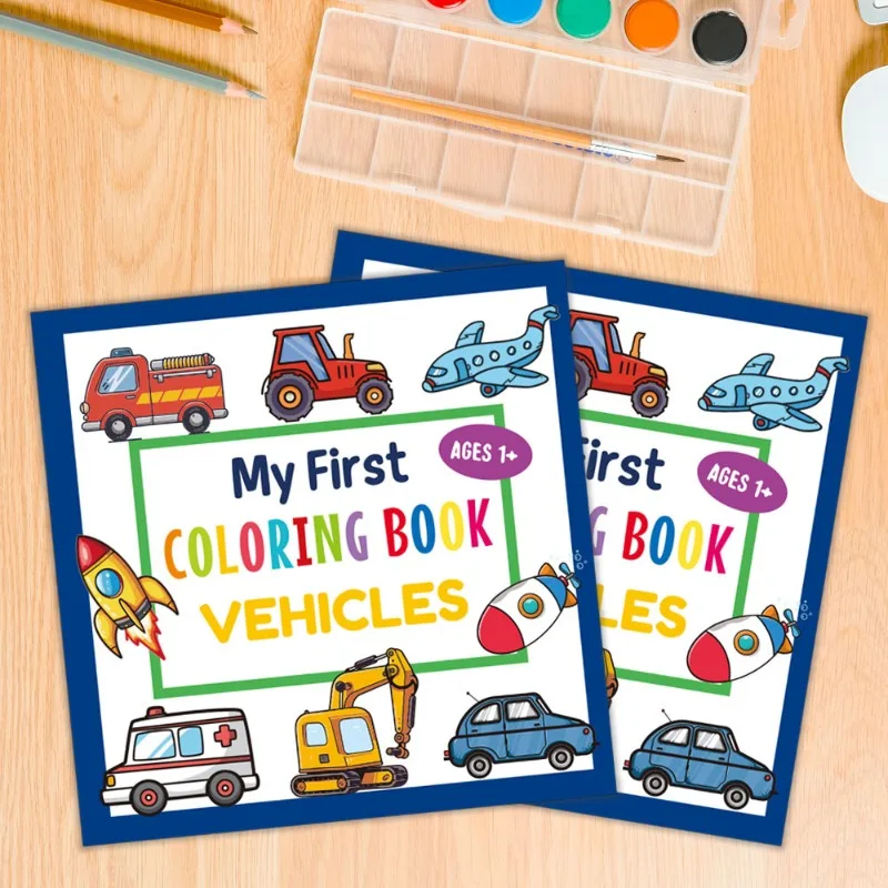 Cars Vehicles Boys Girls Cartoon Coloring Book Educational Hand Drawn Doodle Simple For Kids Learning Activity Gift Unzip