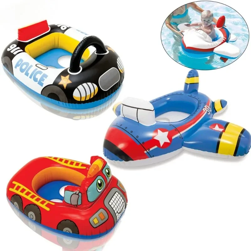 Aufblasbare Wasser Spielzeug Cartoon Polizei Auto Baby Schwimmen Float Sitz Boot Sommer Outdoor Pool Schwimmen Ring Aufblasbare Wasser Ausrüstung