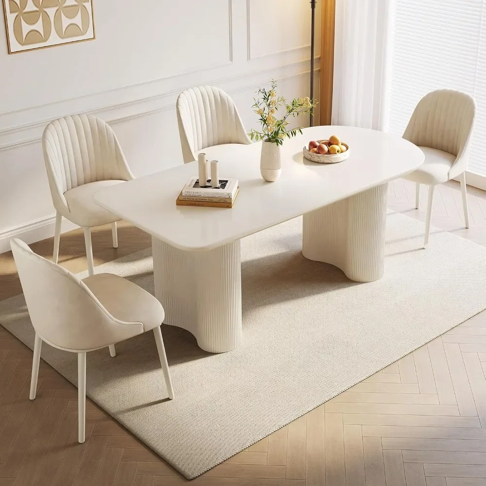 4-person rectangular dining table set, 62.99 inch modern dining table with 4 kitchen chairs, can accommodate 4-6 people