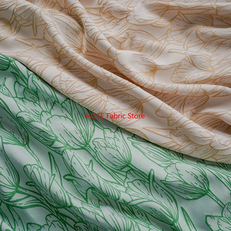 1 meter Tulip Slightly Elastic Yarn Dyed Jacquard Fabric Oil Painting Style Women's Spring Autumn Flower Dress Sewing Fabric