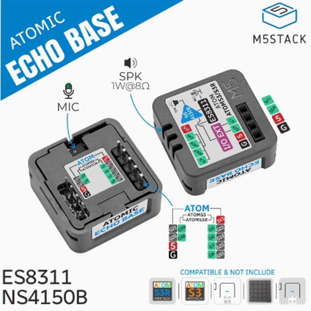 M5Stack Atomic Echo Speech recognition base ES8311 Audio Decoding MEMS Microphone module