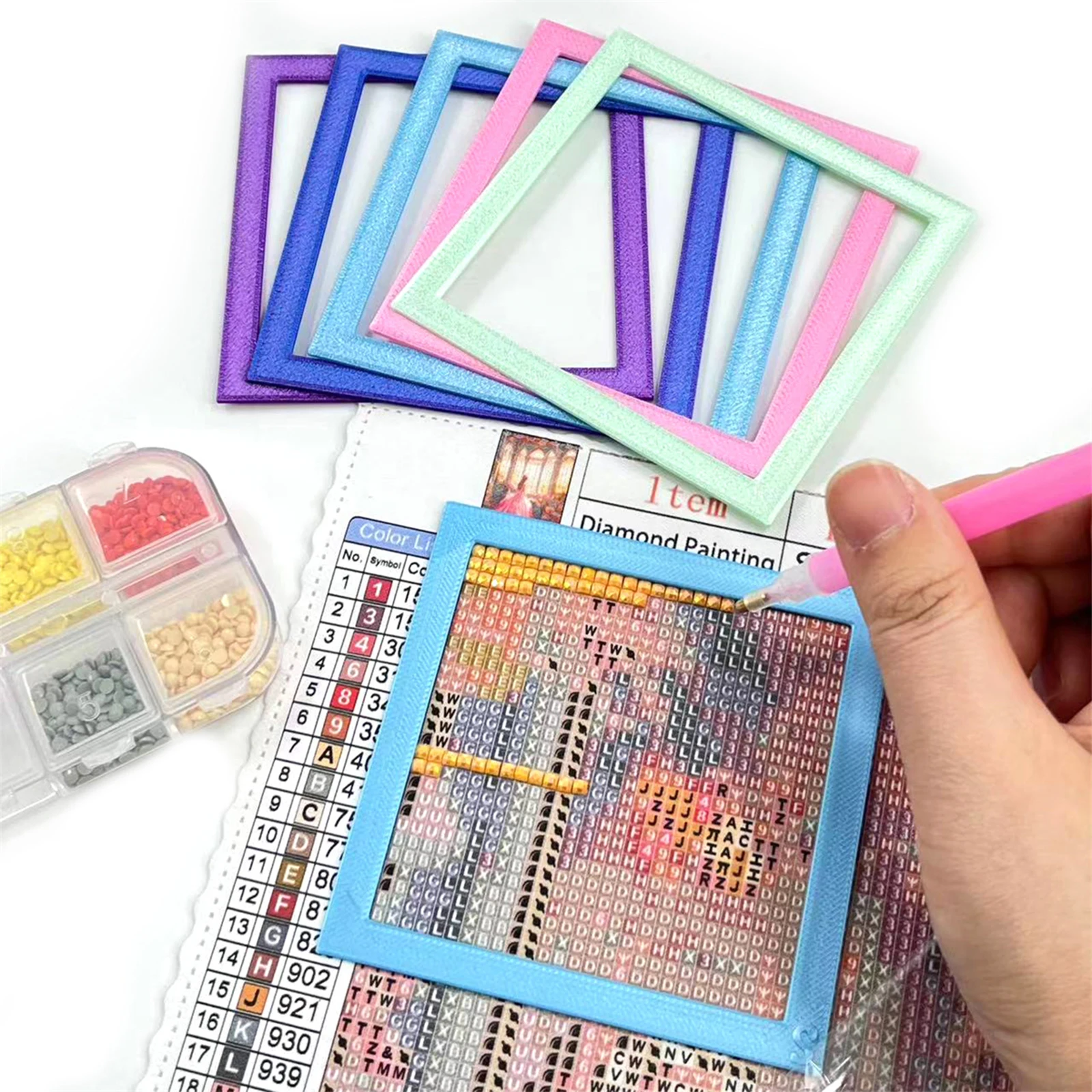 2Pcs Diamond Art Square Auxiliary Frame 3D Printing Diamond Painting Positioning Ruler Alignment Frame for DIY Diamond Art Craft