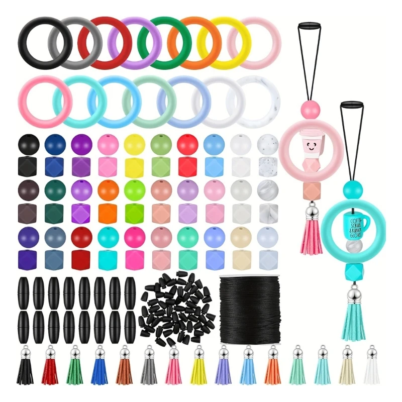 91pcs Silicone Rings and Bead Stylish O Shaped Rings Circles for Handmade Crafts