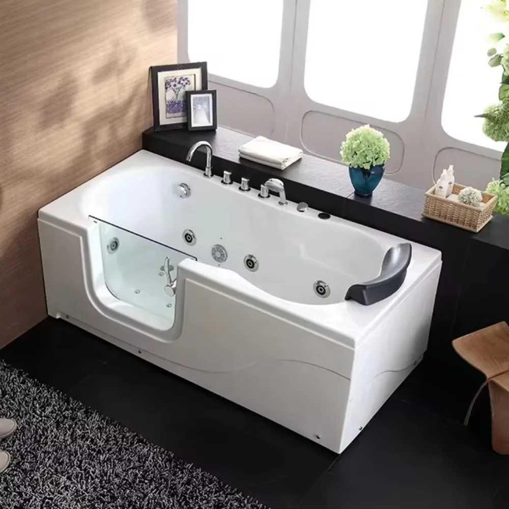 

Indoor Modern Walk-in Spa Bathtub, Acrylic Freestanding Hot Tub, Whirlpool Massage Constant Temperature Tub